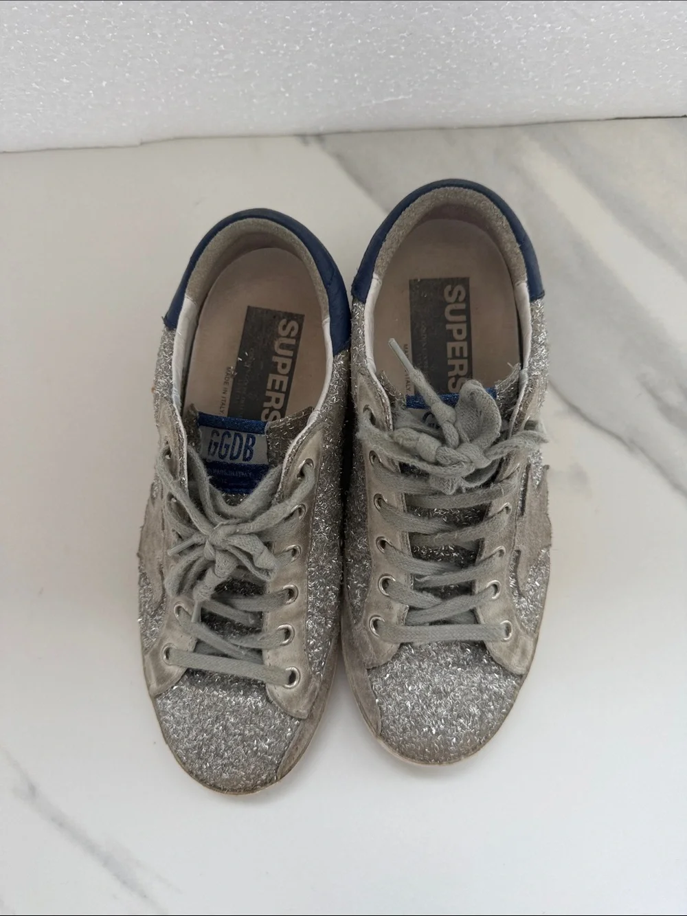 Golden Goose superstar Silver Glitter Star Low-Top Sneakers